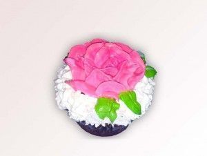 Cupcakes en crema decorados con rosa