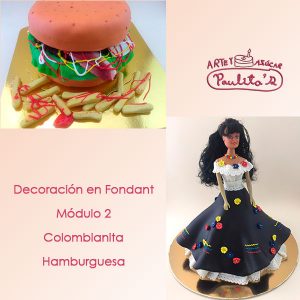 Decoracion en fondant hamburguesa